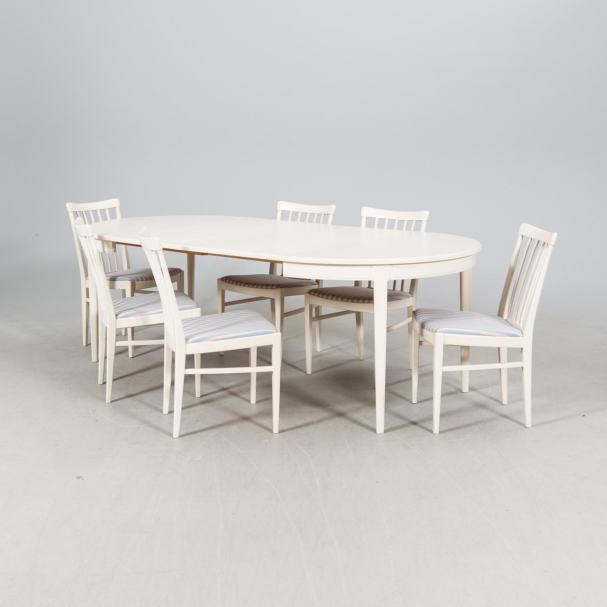 Carl Malmsten, matbord samt stolar 6 st "Herrgården" Bodafors senare delen av 1900-talet.