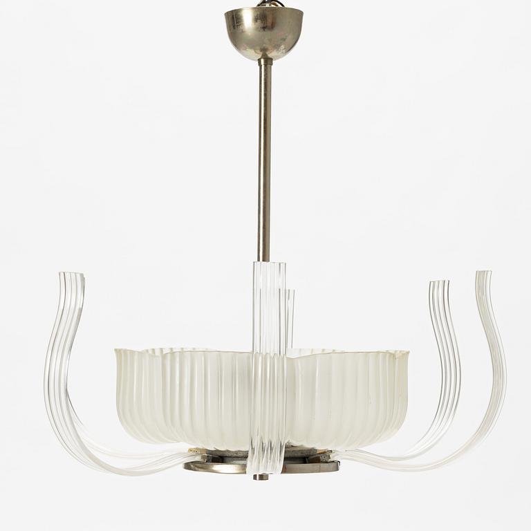 Sven Palmqvist, a ceiling lamp, Orrefors 1940's.