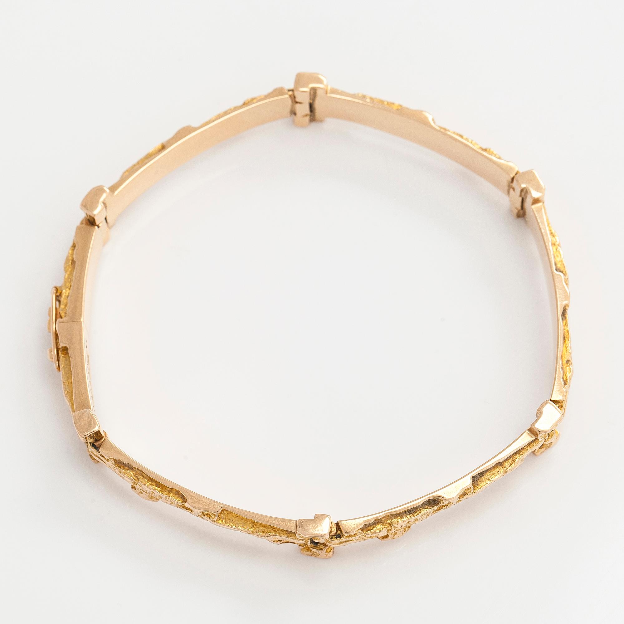 Björn Weckström, a 14K gold bracelet 'Tundra' for Lapponia 1973.