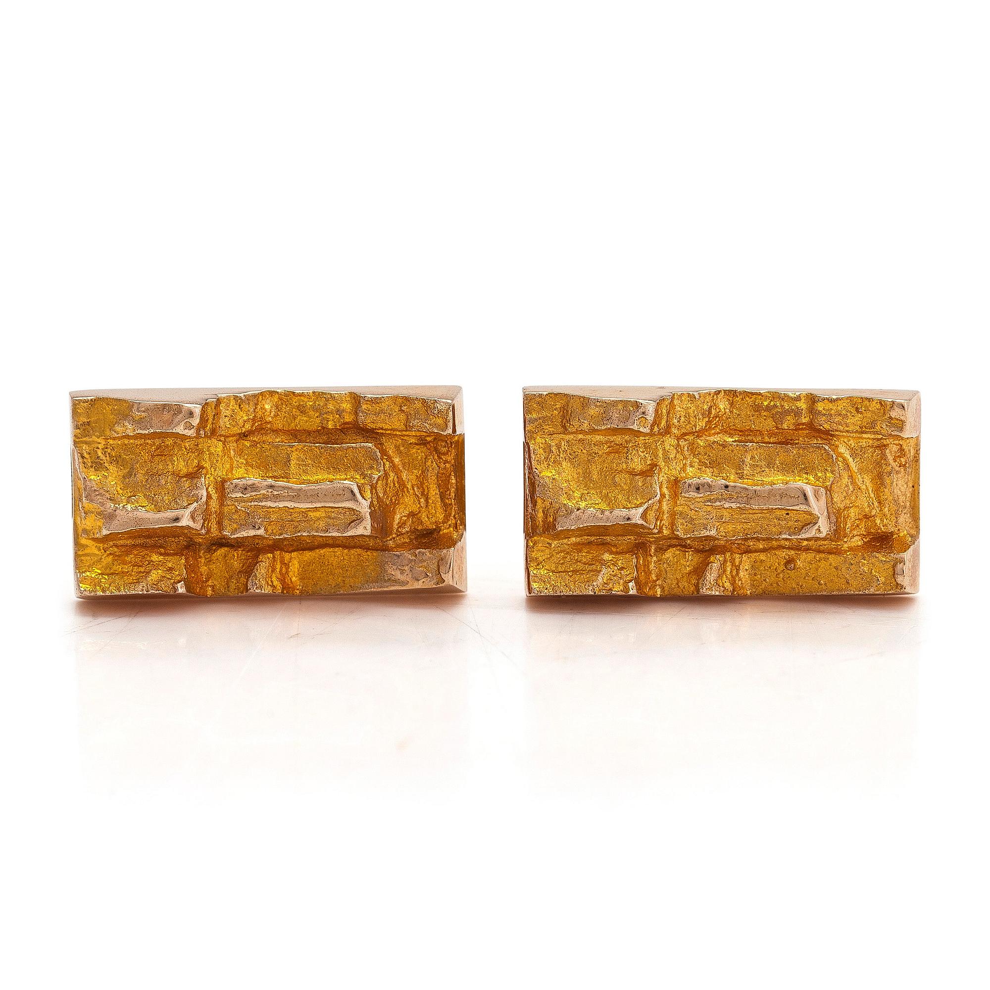 Björn Weckström, a pair of 14K gold 'Kultaraanu' cufflinks for Lapponia 1968.