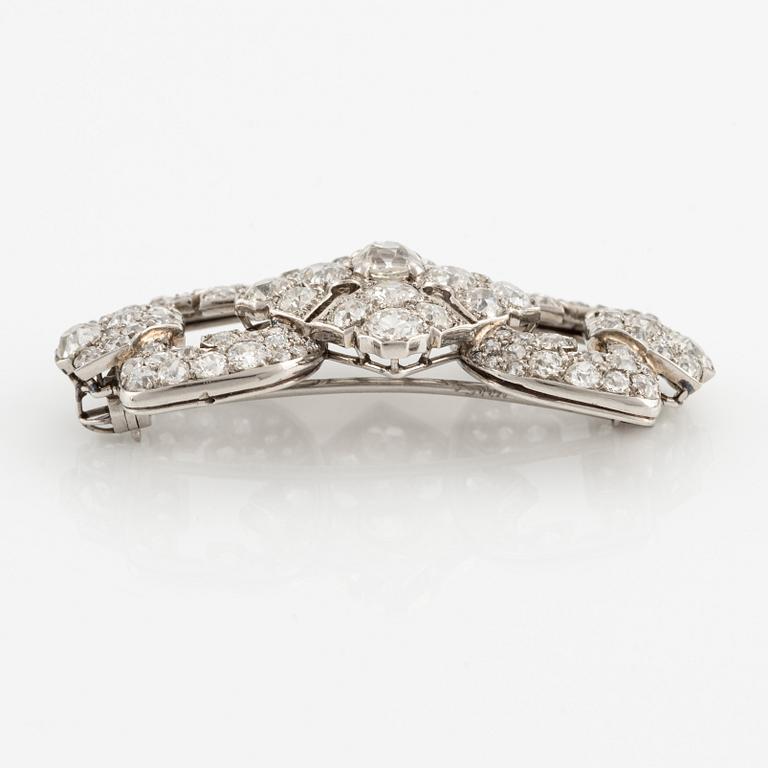 A Cartier platinum brooch set with old-cut diamonds, Art Déco.