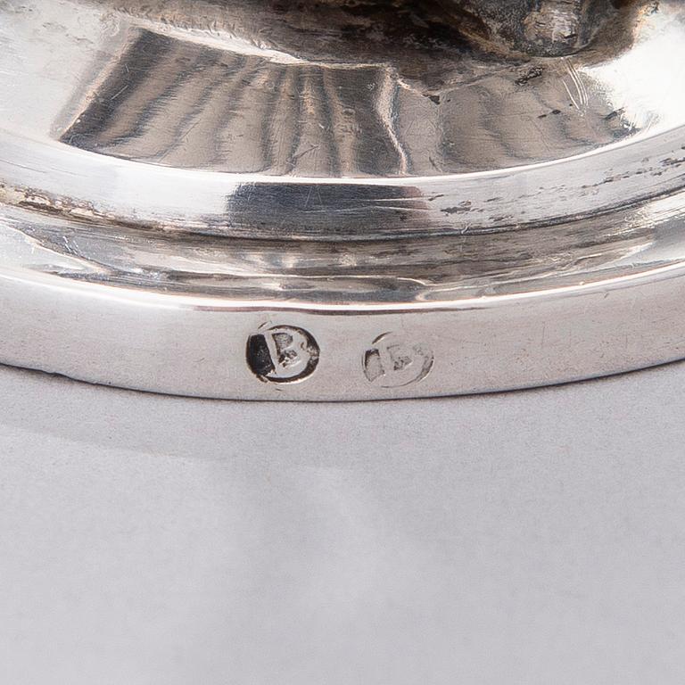 A 19th century silver salt caster, presumably from Bamberg, Germany. Weight 76 g.