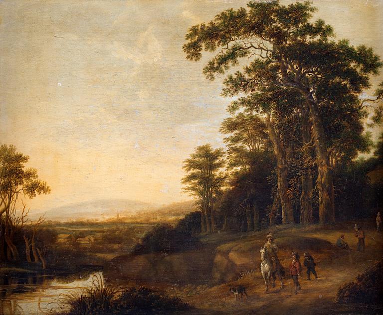 Jan Wils Circle of, Extensive landscape with hunting company.