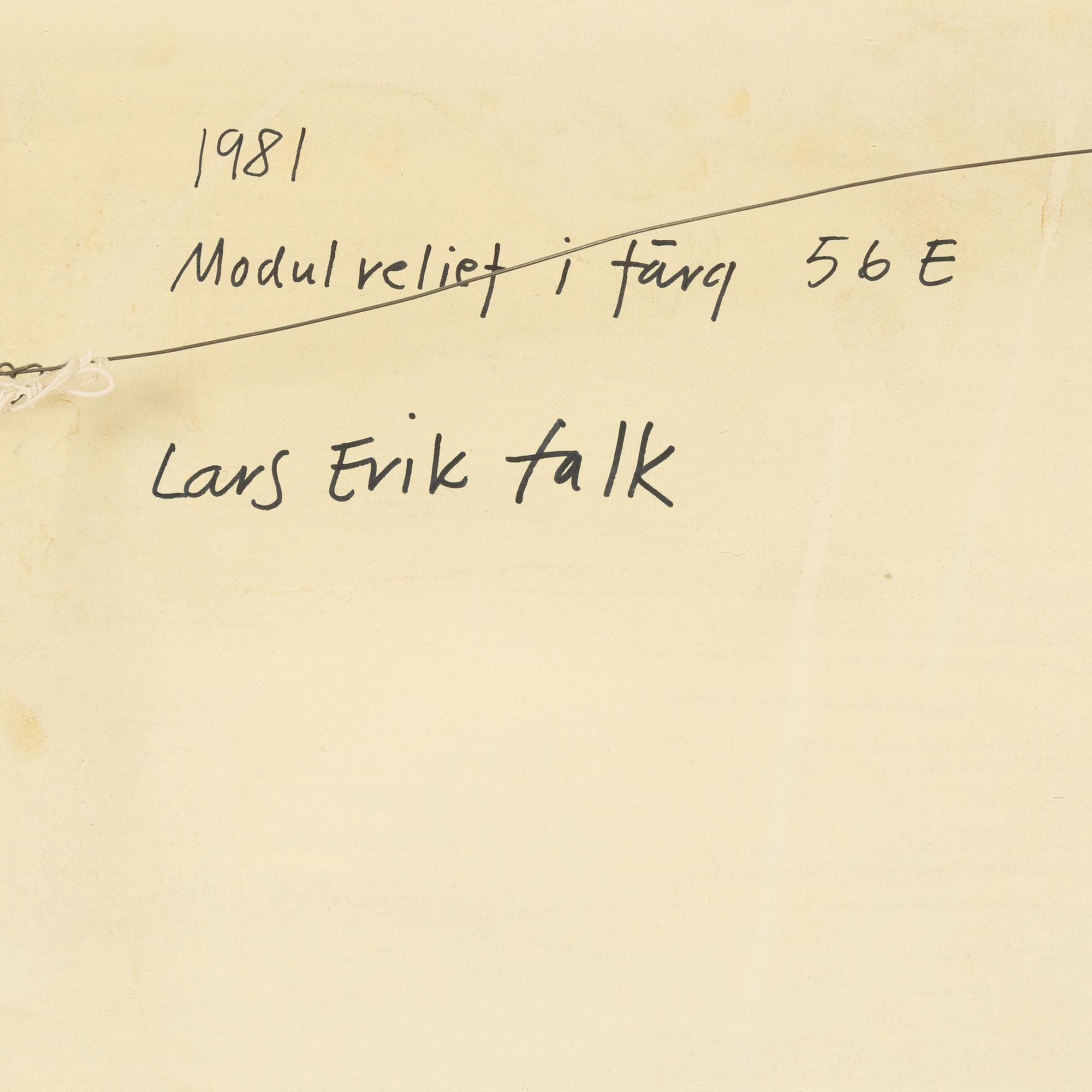 Lars-Erik Falk, modulrelief i färg, signerad och daterad 1981 a tergo.
