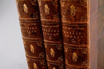 M, W & F VON WRIGHT, books, three volumes, 'Svenska fåglar', A. Börtzells tryckeri AB Stockholm, 1924-1929.