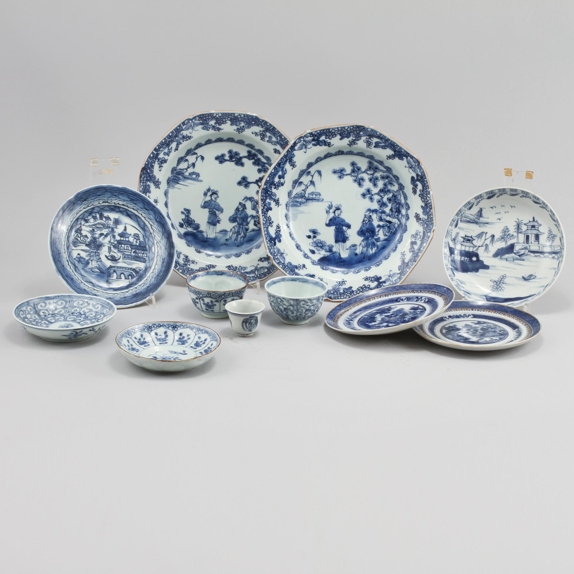 PARTI PORSLIN, 9 delar, porslin, Kina, 1700-tal/tidigt 1800-tal.