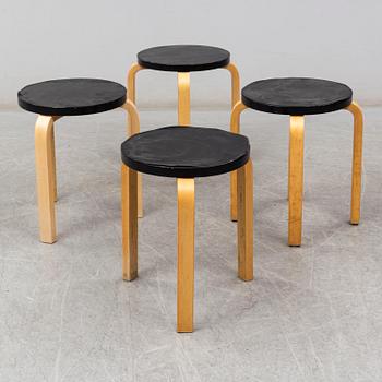 ALVAR AALTO, 4 '60' & 'E60' stools from the late 20th century.