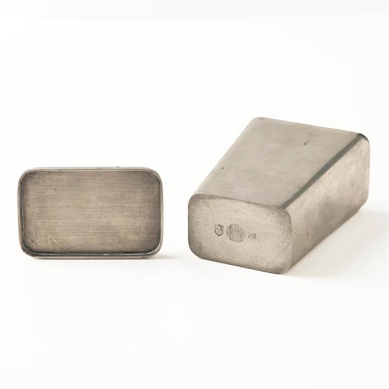 Firma Svenskt Tenn, a lapis lazuli lidded pewter jar, Stockholm, 1930.