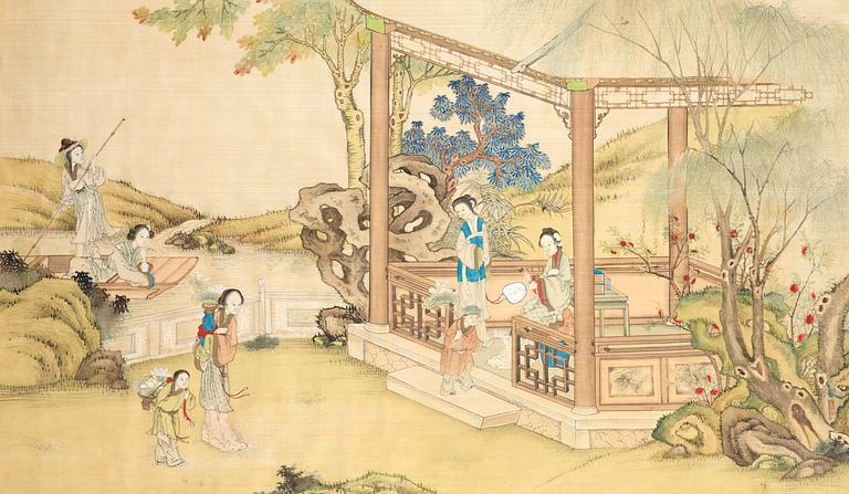 MÅLNING, på siden av okänd konstnär, Qing dynastin.