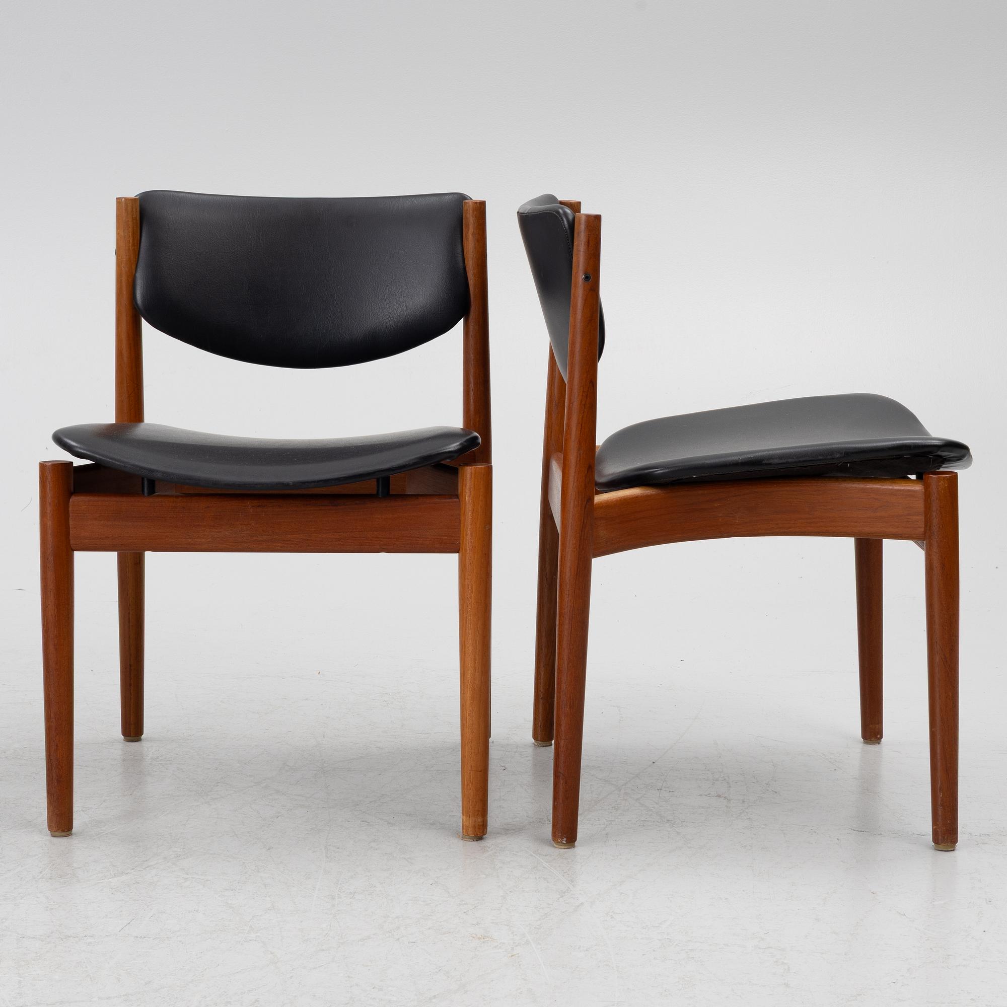 Finn Juhl, Stolar, 4 st, modell 197, France and Søn, Danmark, 1950-tal.