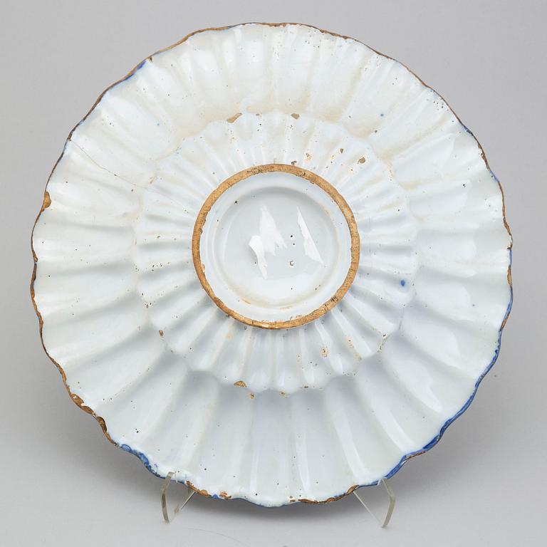 A German faience 'buckel platte', 18th Century.