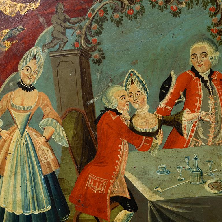 A Rococo-style papier maché tray, presumably central Europe, 19th century.