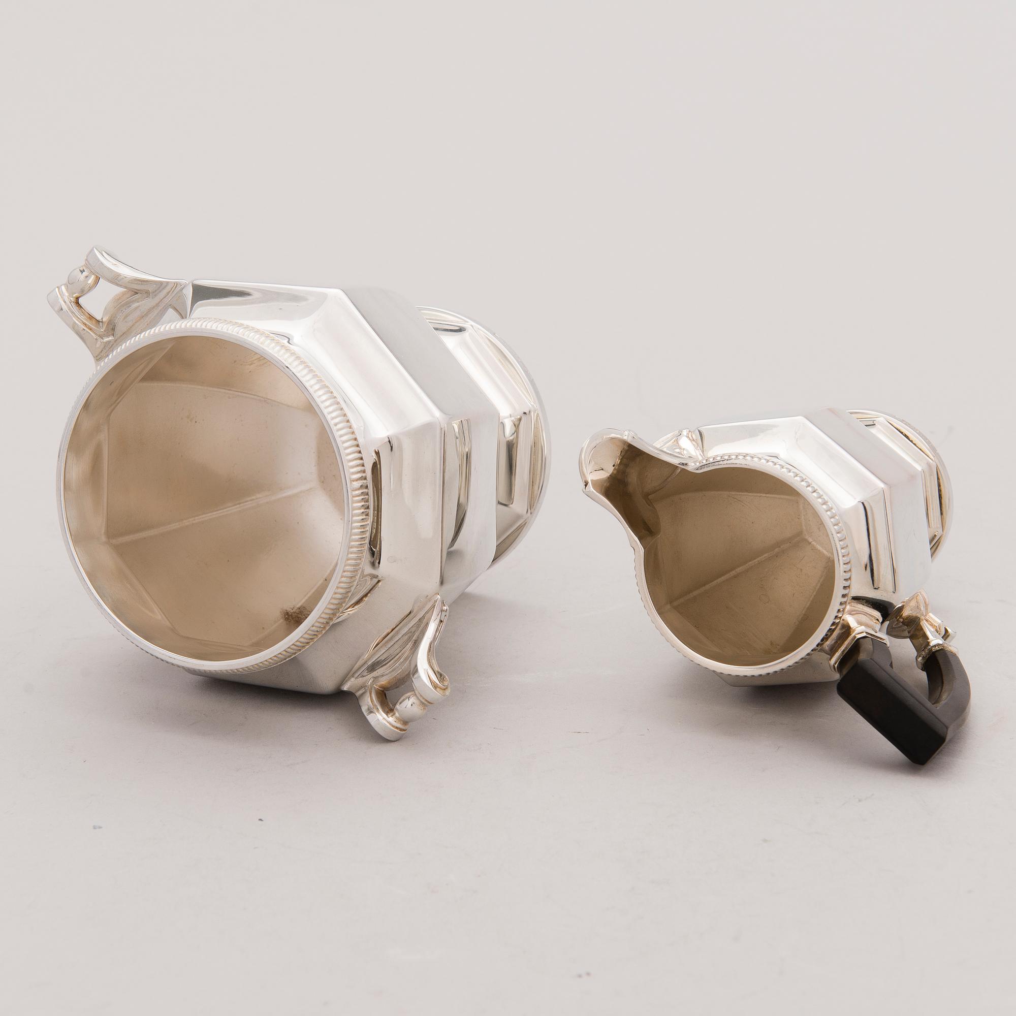 A TEA AND COFFEE SET, silver plated, Christofle, France, middle of the 20th century.