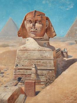 Frans Wilhelm Odelmark, Egyptian landscape with the Sphinx and the Pyramid of Khafre.