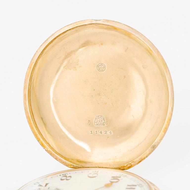 Pocket watch, hunter, 14K gold, 51 mm.