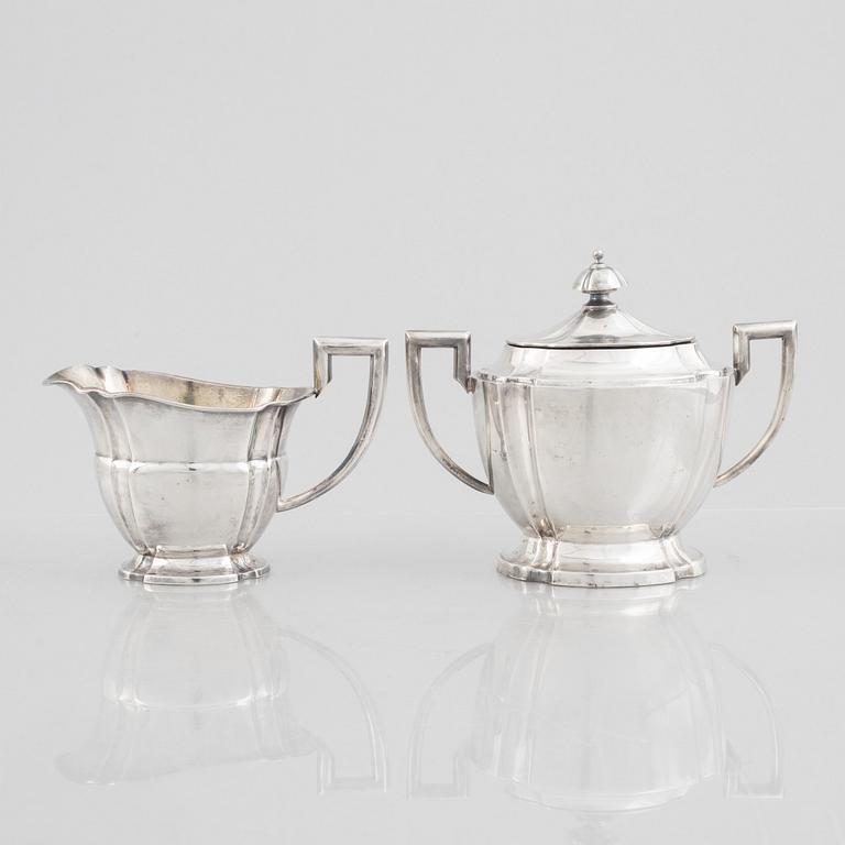 A Swedish silver sugarbowl and a creamer, marks of Evald Pettersson, Skövde 1921.