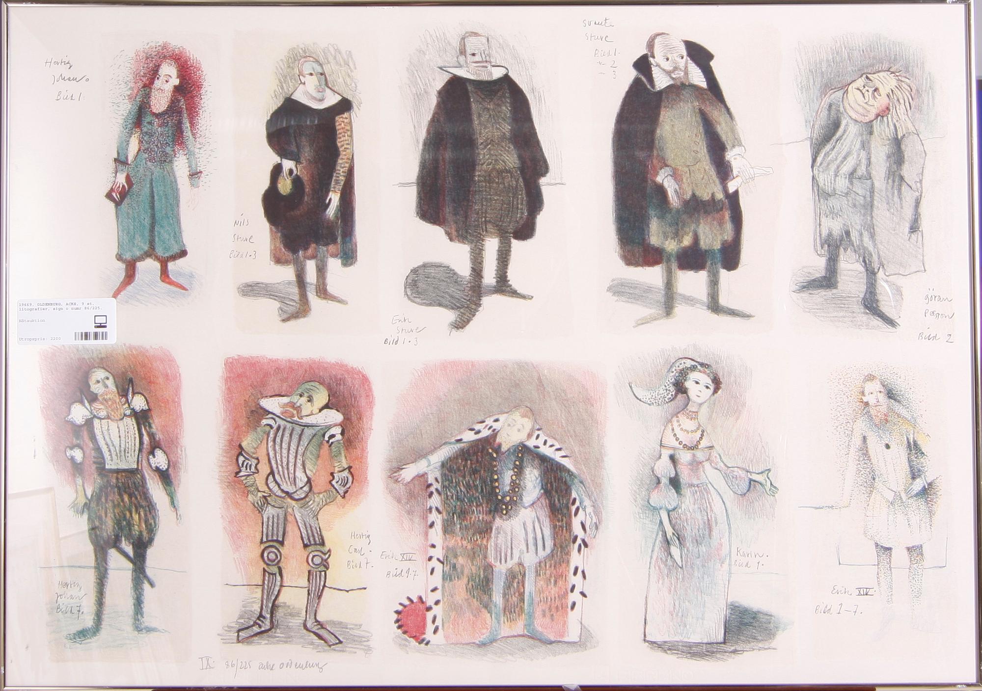 OLDENBURG, ACKE, 9 st, litografier, sign o numr 86/225.