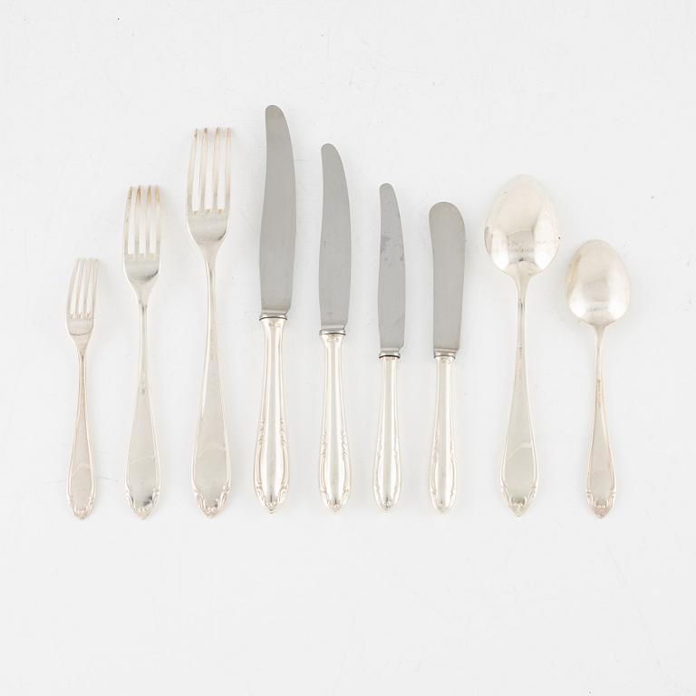 Cutlery service, 63 pieces in silver, model "Slottsbarock", GAB and CG Hallberg, 1939-1969.