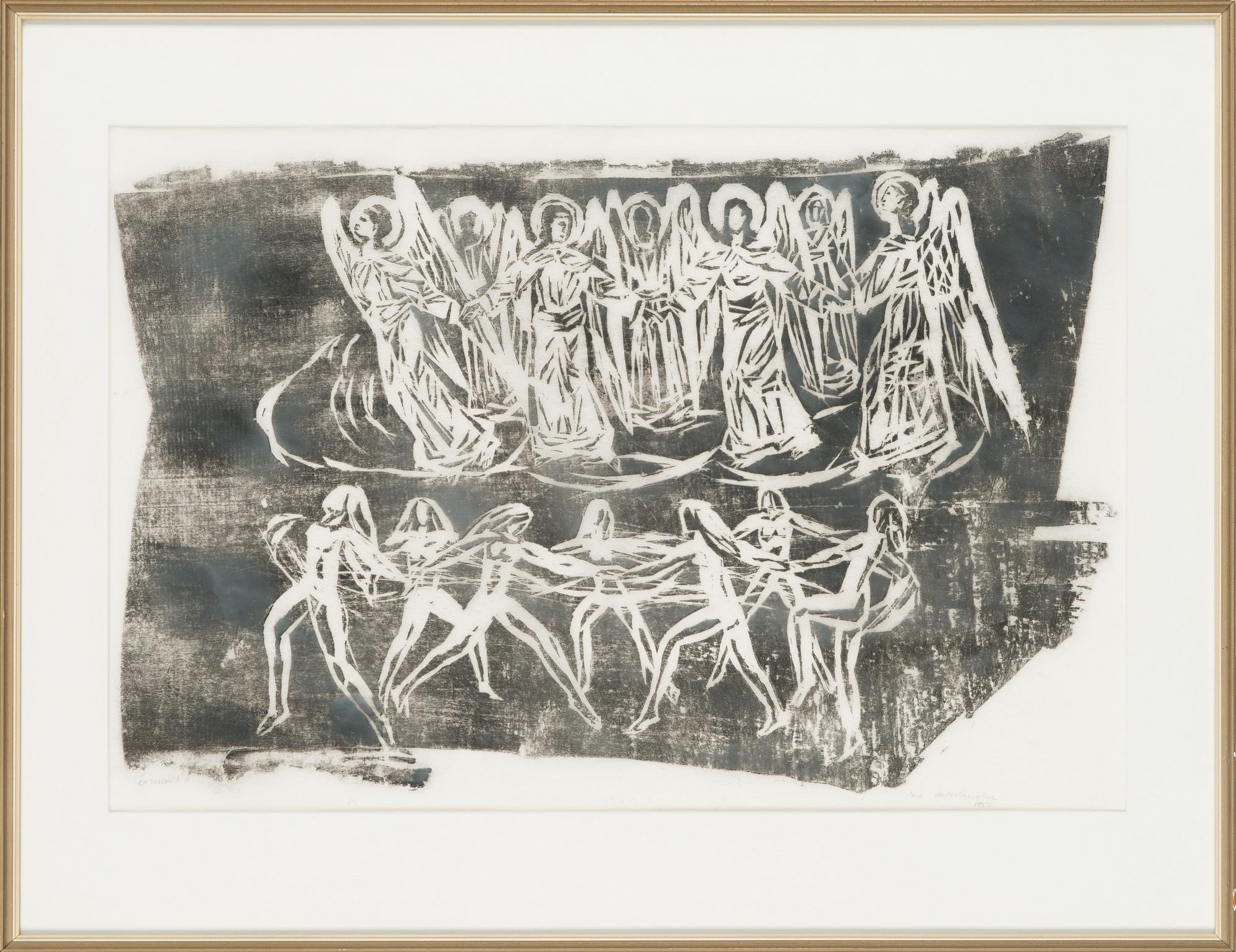 Ina Colliander, träsnitt, signerad och daterad 1950, märkt épreuve d'a.