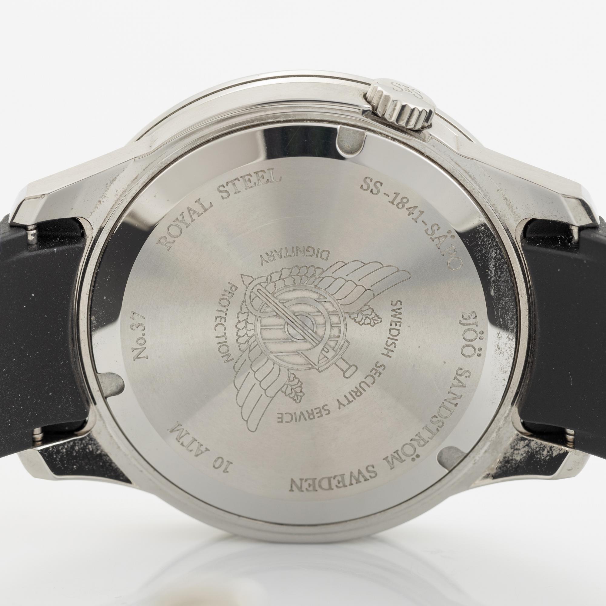 Sjöö Sandström, Royal Steel, Worldtimer, "SÄPO/Swedish Security Service", armbandsur, 41 mm.
