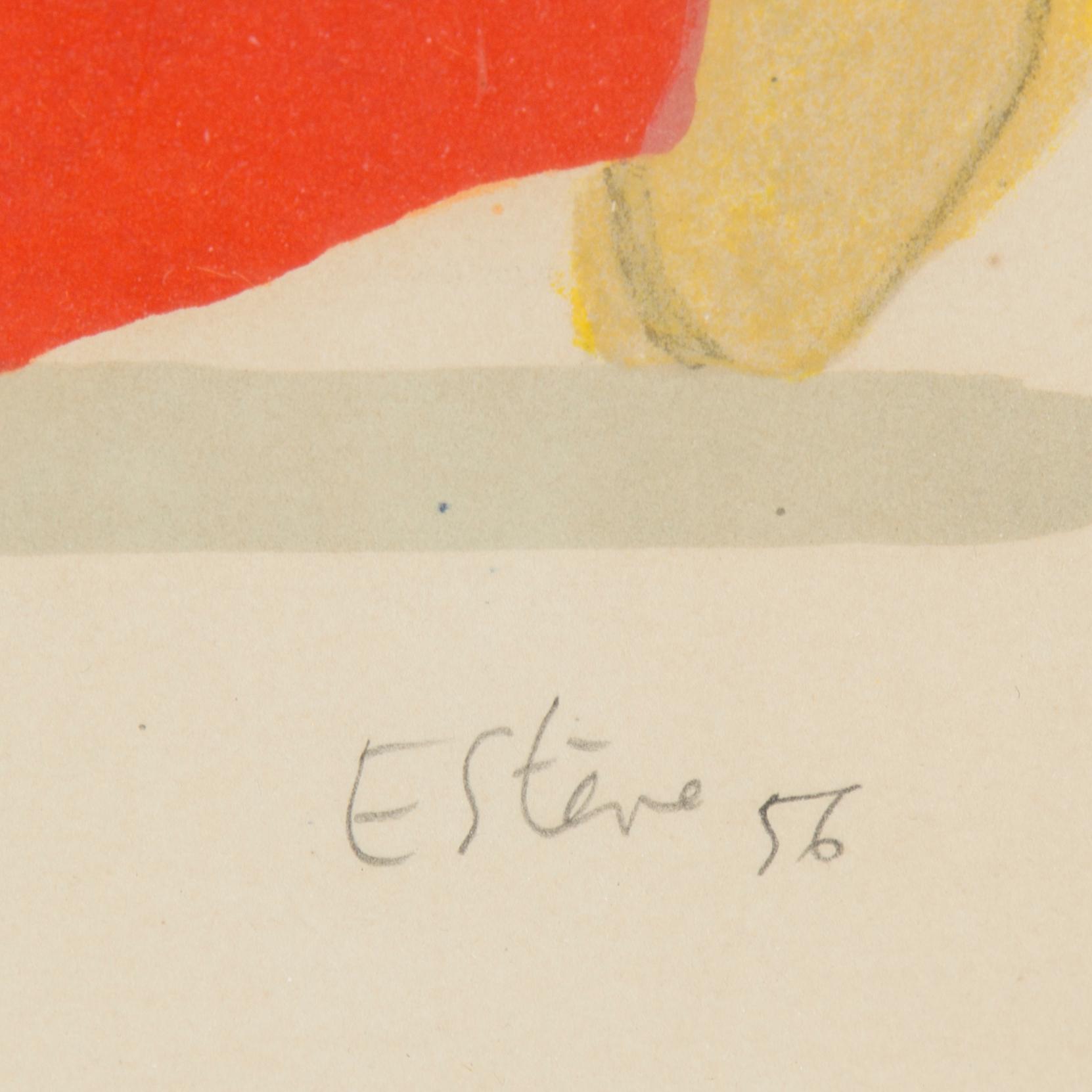 MAURICE ESTÈVE, Lithograph in colours, signed 27/75. Dated -56.