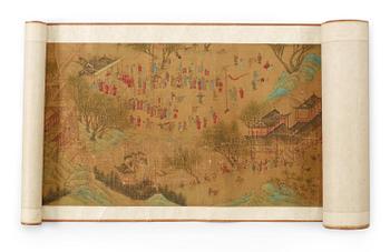 1660. A long hand scroll and calligraphy, Qing dynasty, presumably 18th Century.