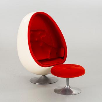 A Henrik Thor-Larsen "Ovalia" easy chair and stool, Torlan, Staffanstorp, Sweden 1960-70's.