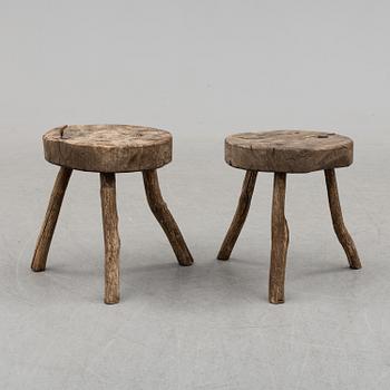 Two wooden stools, 19th/20th Century.