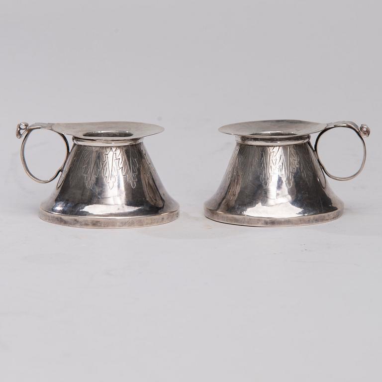 NATTLJUSSTAKAR, ETT PAR, silver, empire, Finland a 1830-40-tal, vikt 86 g.