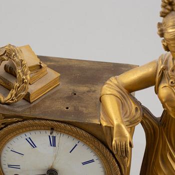 A patinated bronze mantel clock, by L.B.P. Japy & Cis, first half of the 19th century, Empire.