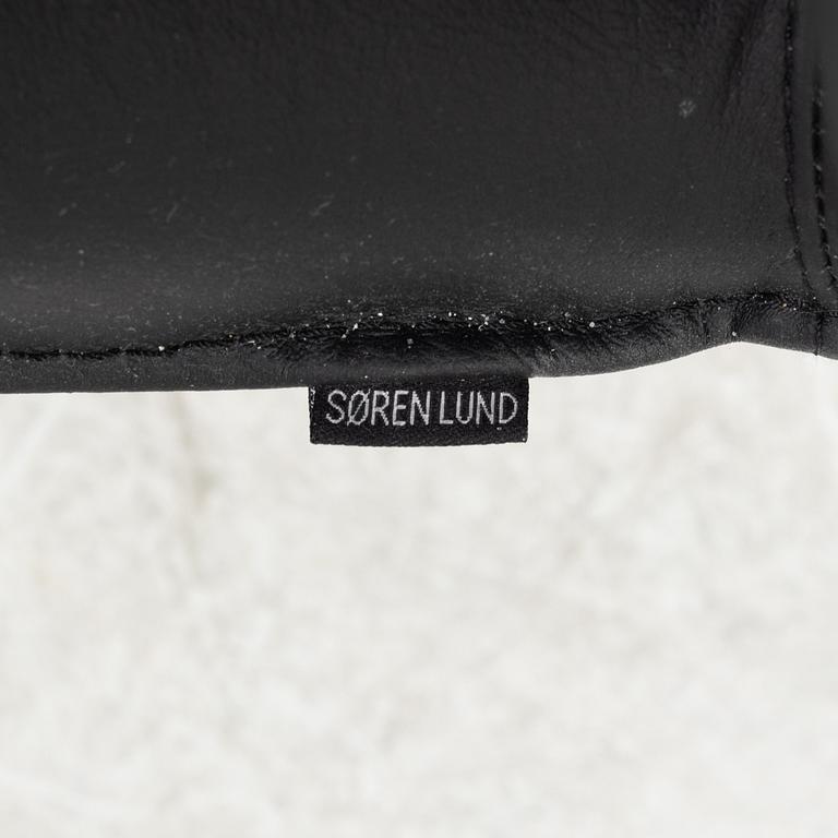 A leather 'SL 330' swivel chair and ottoman, Søren Lund, Denmark.