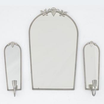 A mirror and a pair of sconces, Sweden, 1920's/30's.