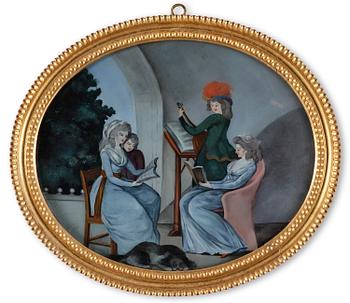 A pair of presumably English reverse-glass paintings, late 18th century.
