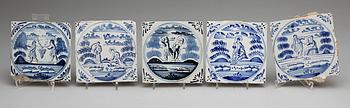 KAKELPLATTOR/FLIS, fajans, 10, st Delft, 1700-tal.