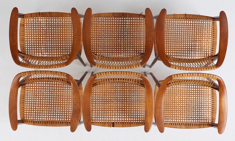 Adolf Relling & Sigurd Resell, a set of 6 "55 Bambi" chairs, Gustav Bahus eft. for Rastad & Relling, Norway 1950-60s.