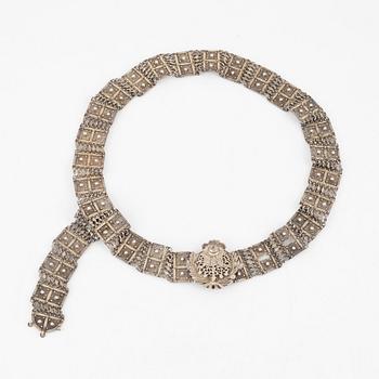 An Ottoman parcel gilt silver belt from Bitlis, mark of Kavafcıyan, around the turn of the 20th Century.