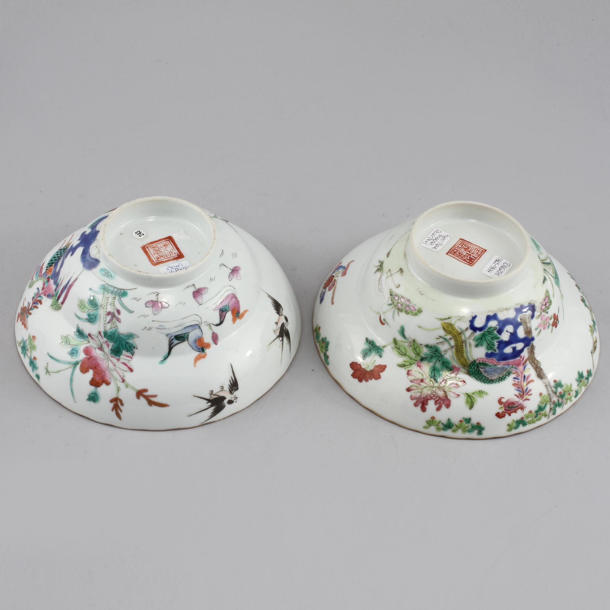 SKÅLAR, 2 st, snarlika, porslin, Kina, 1800-tal.