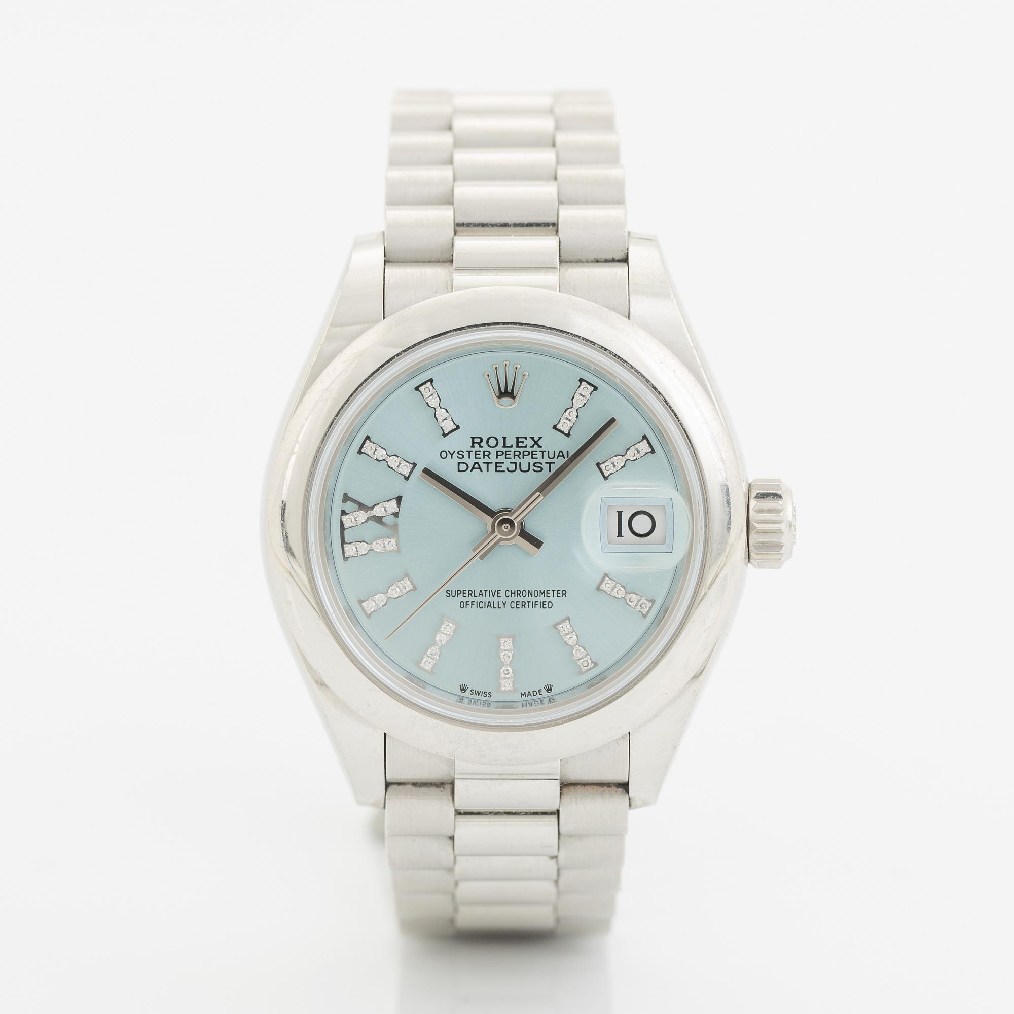 Rolex, Lady-Datejust 28, "Ice Blue Diamond Dial", armbandsur, 28 mm.
