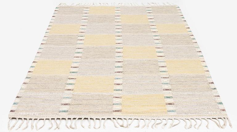 Barbro Nilsson, a carpet, 'Falurutan gul S', flat weave, c. 223 x 115 cm, signed AB MMF BN.