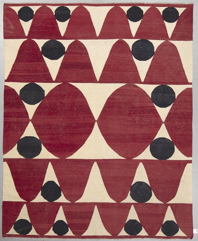 A carpet, flat weave, ca 272 x 220 cm.