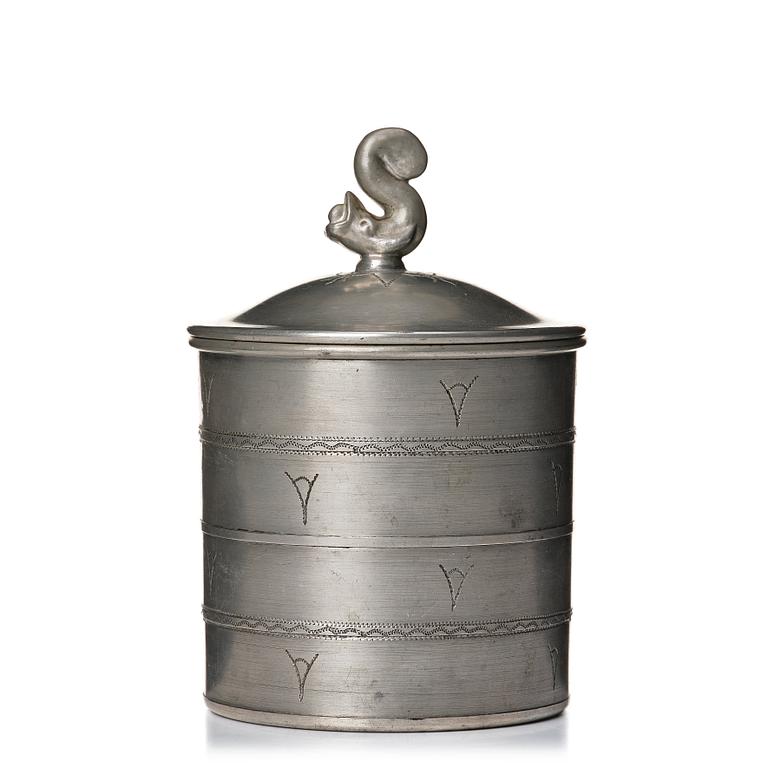 Estrid Ericson, a lidded pewter jar, Svenskt Tenn, Stockholm 1925, model A 42.