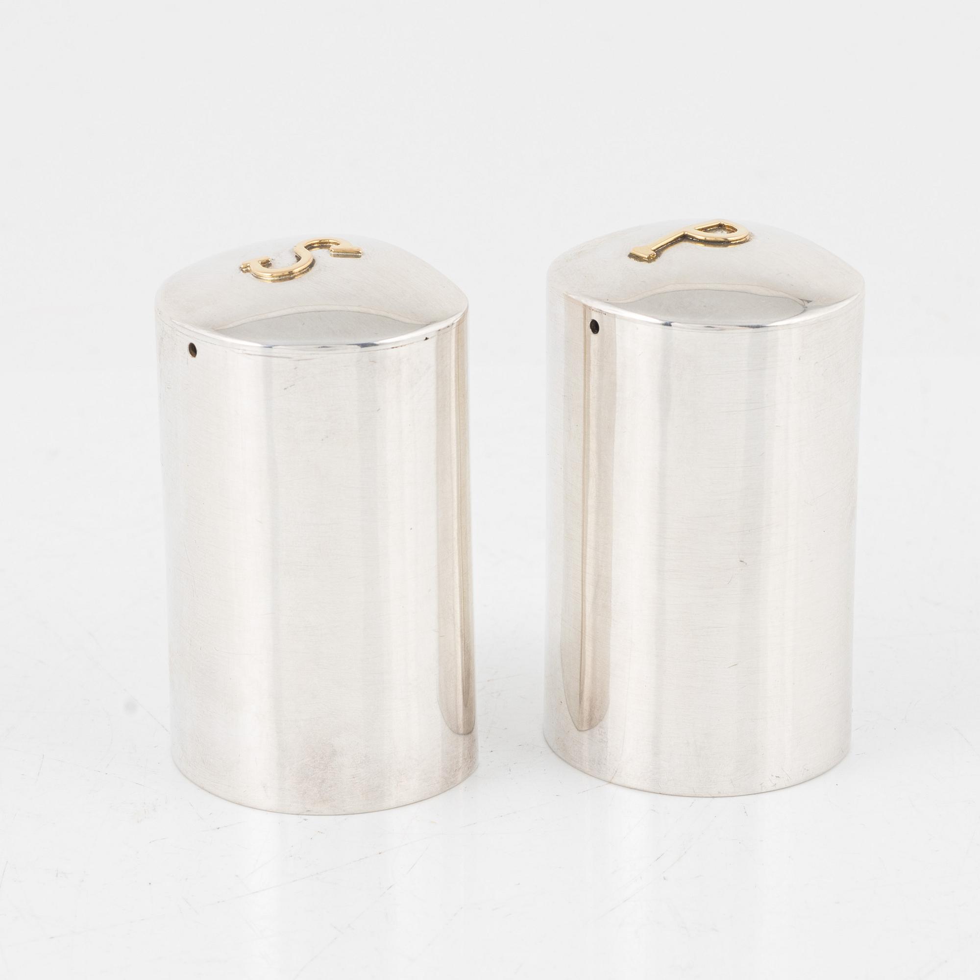 Henrik Ingemansson, salt- och pepparkar, sterlingsilver och 18k guld, Stockholm 2002.