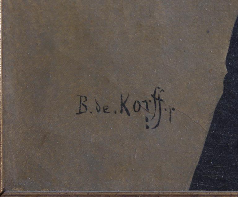 de KORFF, B, oljemålning på duk, sign, 1800-tal.