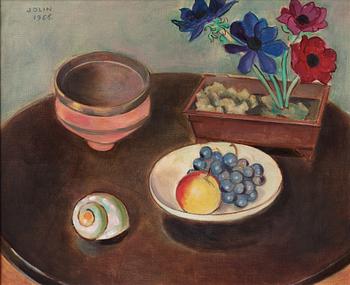 Einar Jolin,"Blomster med fruktfat och snäcka”.