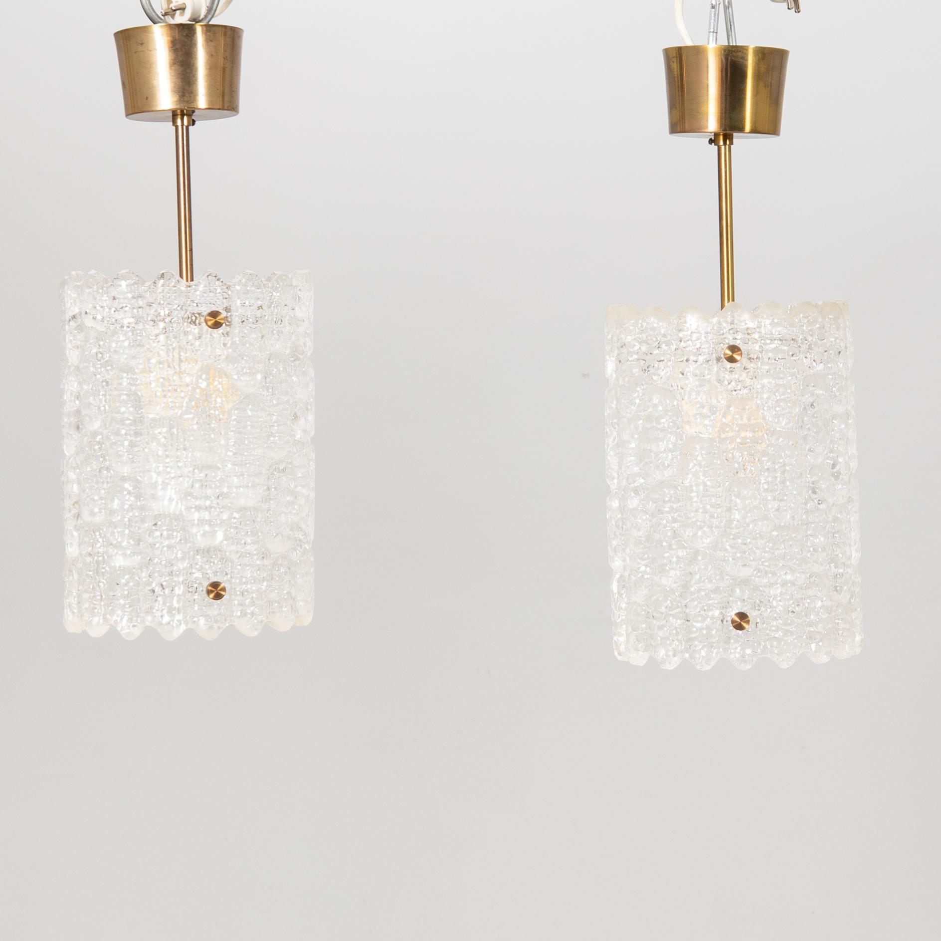 Carl Fagerlund, ceiling lamps a pair Orrefors later part of the 20th century.