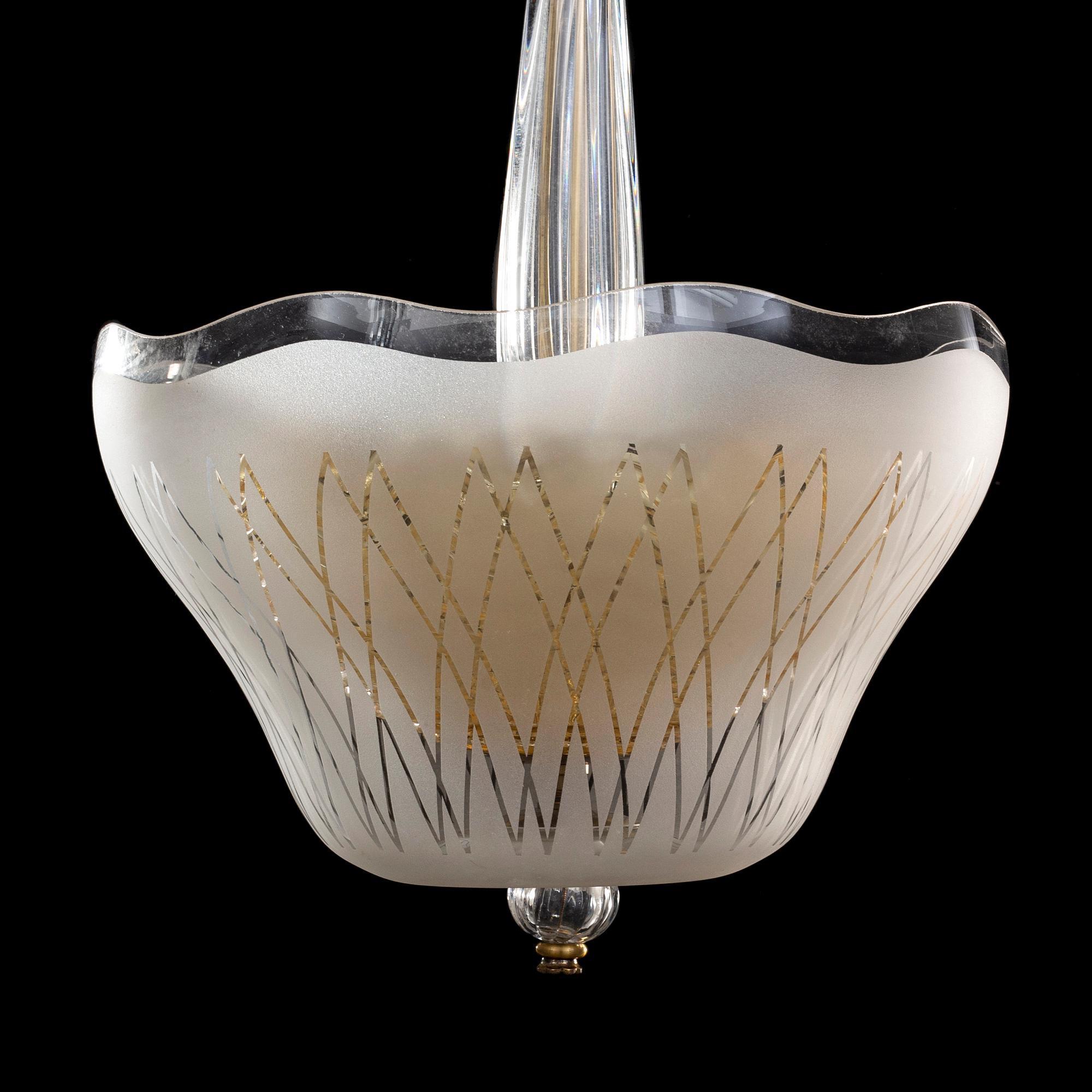 TAKLAMPA Orrefors 1900-talets mitt.