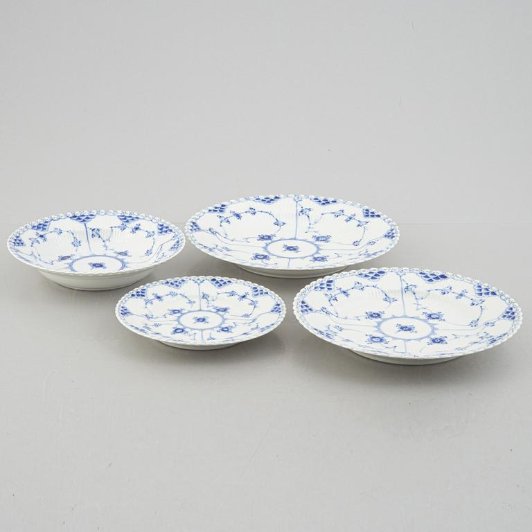 Royal Copenhagen, an 82-piece dinner and coffee service, 'Musselmalet Full Lace', Denmark.