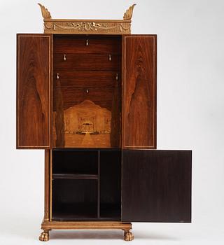 Helge Werner, a Swedish Grace gilt and carved writing cabinet, probably 1920s.