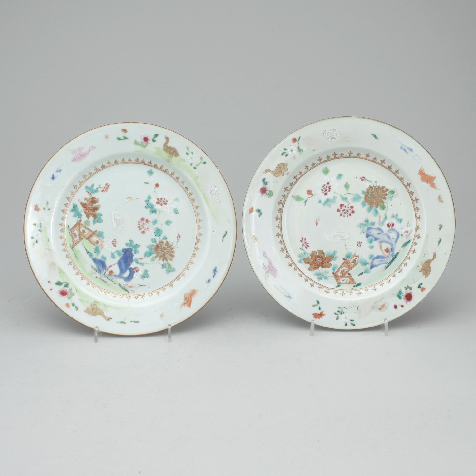 TALLRIKAR, 6 st, porslin, Kina, Qing dynastin, mestadels 1700-tal.