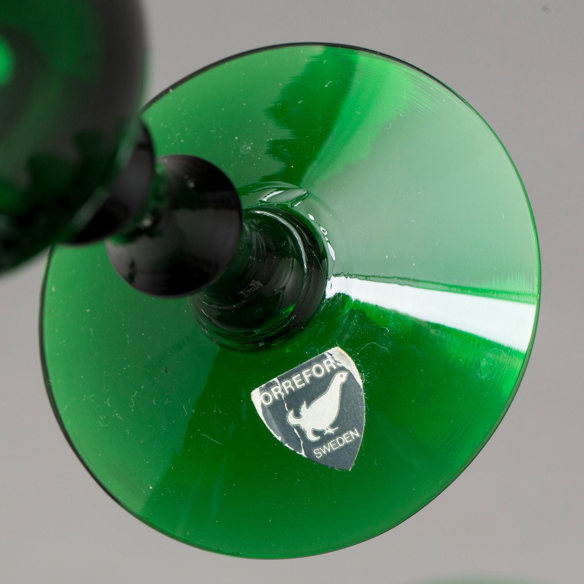 VINGLAS, 12 st, "Salut", Simon Gate Orrefors-Sandviken, 1900-talets första hälft.